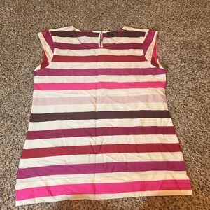 The Limited Striped Sleeveless Blouse Casual Top Pink Brown White Size M‎